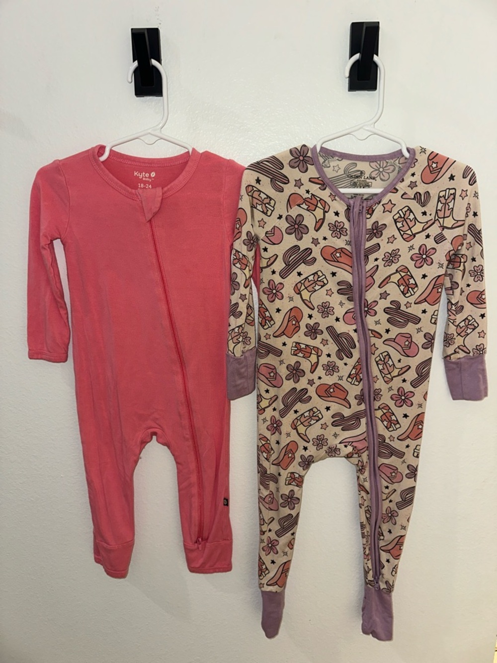 Bamboo Baby Pink Long-Sleeve One-Piece + Printed Footed Pajama Set